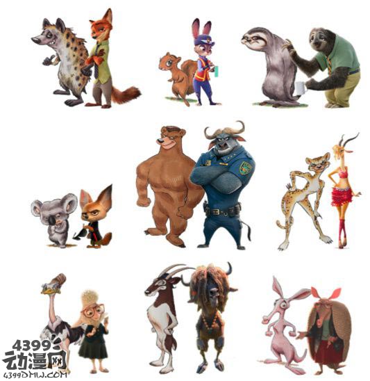戈德曼版本《疯狂动物城》与迪士尼版的角色设计对比图